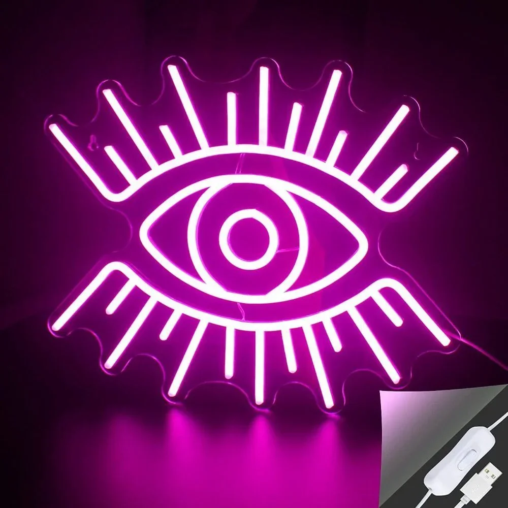 Pink Evil Eye Greek Spiritual Neon Light LED Wall Decor Dorm Bedroom Bathroom